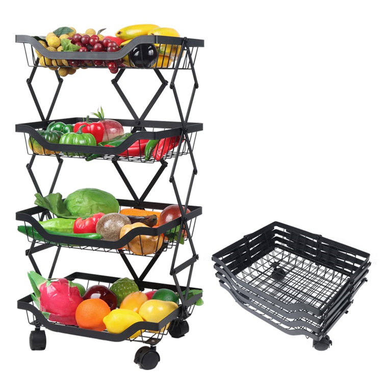 Rebrilliant 4 Tier Vegetable Baskets Storage Rack Fruit Metal Basket